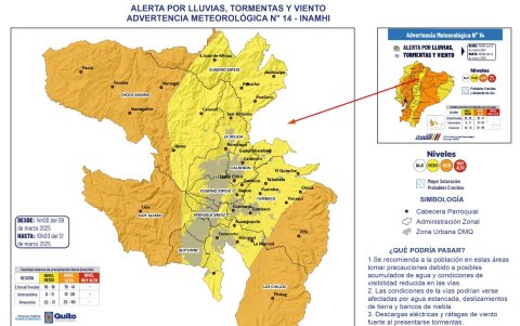 Alerta del clima en Quito hasta el 12 de marzo.