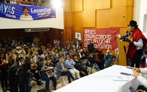 Leonidas Iza, presidente de la Conaie, se dirigió a varios colectivos sociales en busca de la unidad de las izquierdas.