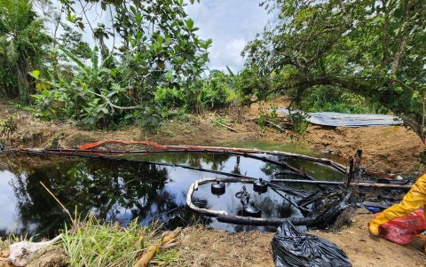 El petróleo se internó a ramales de esteros y a ríos.