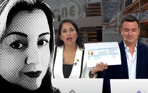 Fotomontaje sobre María Moreno, mano derecha de Daniel Noboa.