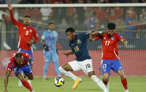Gonzalo Plata de Ecuador tuvo un buen partido ante Chile.
