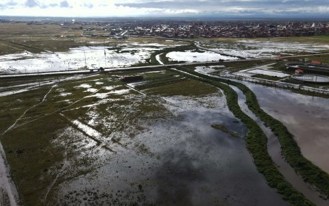 Una aérea de cultivos afectada por las inundaciones que afectan Bolivia desde noviembre de 2024.