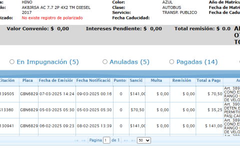 Registro de multas de la ANT