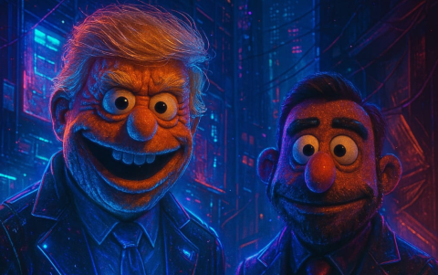 Donald Trump y Daniel Noboa al estilo cyberpunk.