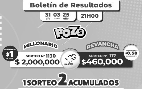 BOLETIN POZO 1130, REVANCHA 117 -LUNES 31 DE MARZO 2025