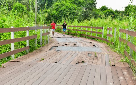 Las camineras que conducen hacia la isla Santay están dañadas. Son poco utilizadas por habitantes y turistas.