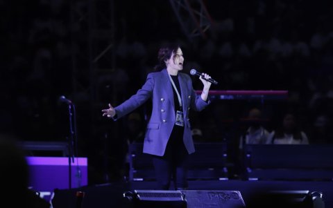 La presidenta de la Comunidad de Madrid, Isabel Díaz Ayuso, estuvo en el mitin de Daniel Noboa.