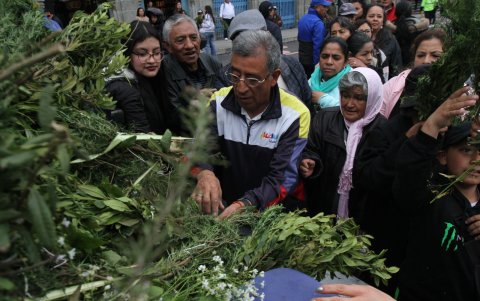 Creyentes acudieron a la Iglesia de la Basílica para recibir el ramo