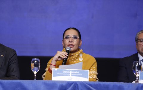 La noche del 13 de abril de 2025, la presidenta del CNE, Diana Atamaint, dijo que la tendencia irreversible de los resultados daba como ganador a Daniel Noboa.