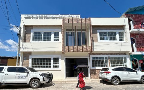 Vista general del Centro de Capacitación Quédate en Joyabaj, Guatemala.