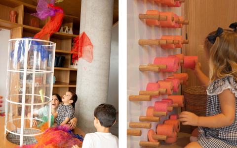 Los elementos invitan a los niños a explorar y crear sin prisa.