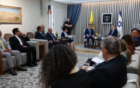 La comitiva ecuatoriana también participó de la reunión entre el presidente Daniel Noboa e Isaac Herzog.