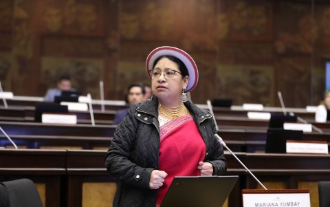 La legisladora Mariana Yumbay de Pachakutik fue la encargada de responder a la afirmación de Teresa Pasquel sobre las movilizaciones de 2019.