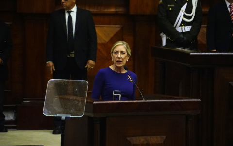 Anabella Azín en su primer discurso como asambleísta.
