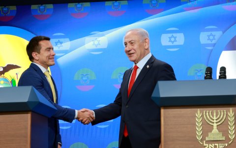 El presidente Daniel Noboa también se reunión con el primer ministro israelí, Benjamín Netanyahu.