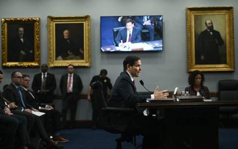 El Secretario de Estado, Marco Rubio, testifica ante una audiencia del Subcomité de Seguridad Nacional de la Cámara de Representantes, sobre el presupuesto del Departamento de Estado, en el Capitolio.