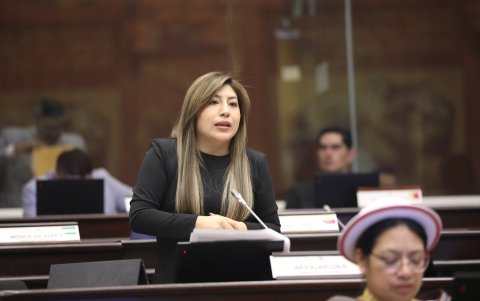 La asambleísta del oficialismo Inés Alarcón abrió el segundo debate.