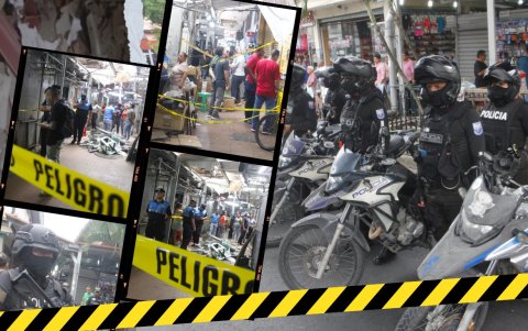 Tras el atentado, la Policía Nacional realizó operativos en La Bahía, centro de Guayaquil.