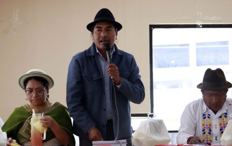 El dirigente de la Conaie Leonidas Iza es parte de la reunión del Consejo Político de la Conaie.