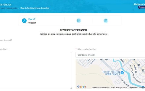 El primer paso para postular a la Mesa de Movilidad de Guayaquil será ofrecer su dirección y ubicación.