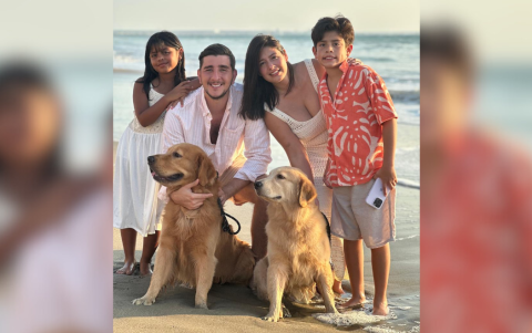 Marco y su esposa Mai junto a sus hijos Daniela y Mateo