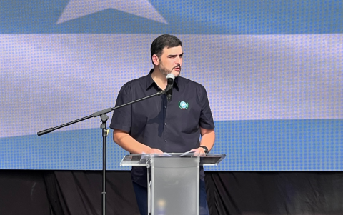 Aquiles Álvarez en la rendición de cuentas de sus dos años de gestión.