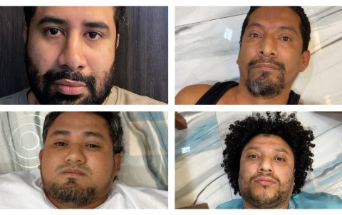 Cristian Mendoza, Freddy Zambrano (de izquierda a derecha, en la fila superior), Eduardo Hurtado y Carlos Cedeño (de izquierda a derecha, en la fila inferior) fueron detenidos junto a alias 'Fito'.