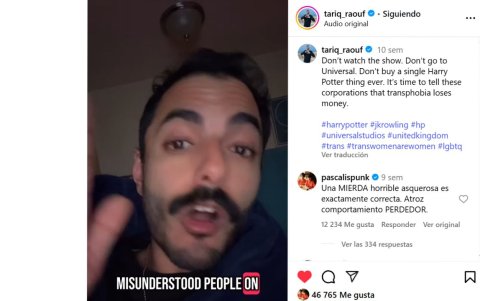Captura del comentario de Pedro Pascal en el video publicado por Tariq Raouf contra J.K. Rowling, en Instagram, el 17 de abril de 2025