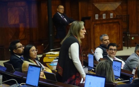 La asambleísta correísta Verónica Íñiguez mencionó, uno por uno, a los legisladores de Pachakutik.