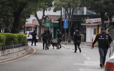 El escuadrón antiexplosivos de la Policía Nacional llegó al lugar