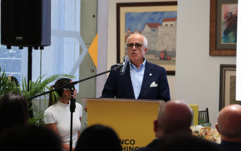 Antonio Acosta, presidente de Banco Pichincha, durante su intervención.