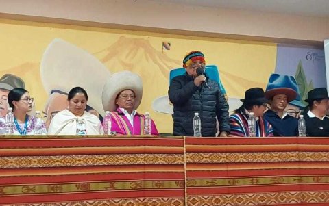 Cita. Marlon Vargas, presidente de la Conaie, en un acto, en Otavalo.