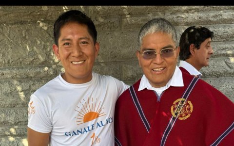 José Cusnia y Luis Alfonso Chango en el desfile de Nueva York.