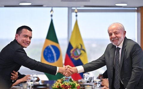 El presidente de Ecuador, Daniel Noboa y su par brasileño, Luiz Inácio Lula da Silva.