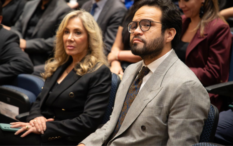 María de los Ángeles Rodríguez, vocal de los empleadores; y Edgar Lama, presidente, son los únicos miembros del Consejo Directivo del IESS.