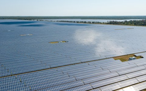 Se observa el parque de paneles fotovoltaicos en Babcock Ranch, en Florida (Estados Unidos).