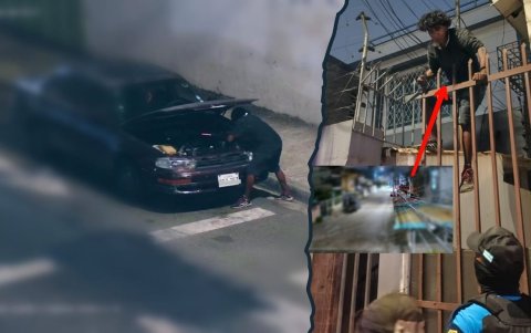 Sujeto fue captado por cámaras de videovigilancia cuando merodeaba en un vehículo que estaba estacionado en Urdesa.