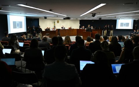 La sala del tribunal en el segundo día de la etapa final del proceso para decidir el veredicto en el juicio contra Jair Bolsonaro en el Supremo Tribunal Federal, Brasilia, el 3 de septiembre de 2025.