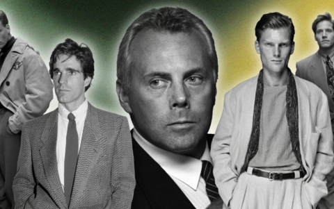 Trajes de Giorgio Armani en los años 70 y 80, con siluetas ligeras y cortes fluidos que revolucionaron la sastrería masculina.