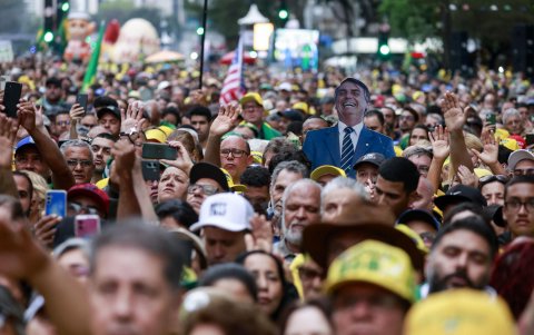 Simpatizantes del expresidente de Brasil, Jair Bolsonaro, participan en una manifestación este 7 de septiembre de 2025, en la ciudad de São Paulo (Brasil).