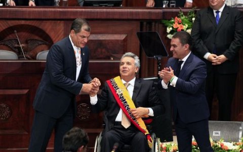 Serrano, Correa y Moreno pertenecieron al extinto movimiento 'Alianza País'.