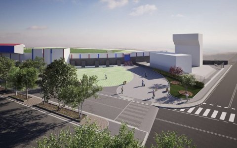 Render del proyecto de regeneración en las zonas adyacentes al estadio Olímpico de Riobamba.