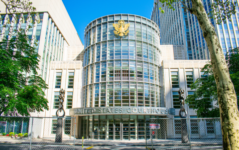 Vista exterior de la Corte Federal en Nueva York, sede del proceso contra Adolfo Macías Villamar.