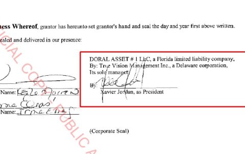 En 2023, durante la transferencia de un departamento a nombre de la compañía Doral Asset 1 LLC aparece como presidente Xavier Jordán.