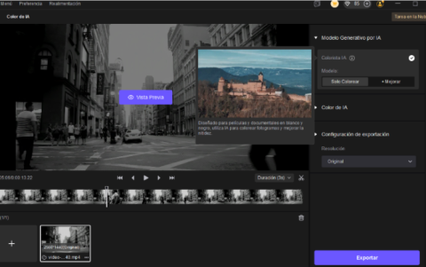 Colorear video en blanco y negro con hitpaw vikpea