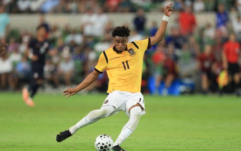 Kevin Rodríguez delantero de Ecuador que tuvo minutos en el partido amistoso ante Estados Unidos.