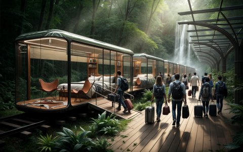 Los módulos rodantes se desplazarán lentamente, a velocidad de paso humano, día y noche, permitiendo que sus ocupantes observen el entorno (bosques, selvas, campos o lugares con hielo y nieve), transitando por áreas salvajes o sectores especialmente acondicionados con animales en semilibertad, según el proyecto.