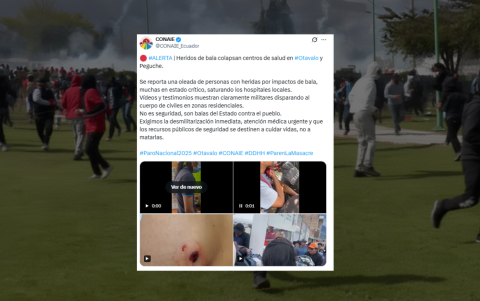 Uno de los últimos tuits de la Conaie que denuncia 