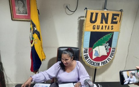 Gabriela Menéndez, presidenta de UNE Guayas, este viernes 31 de octubre.