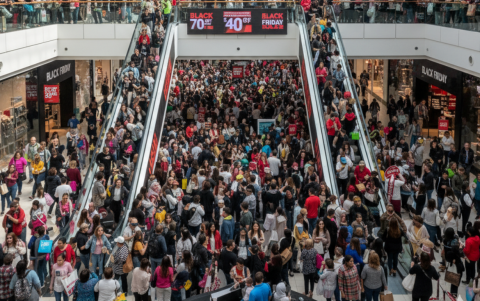 Los centros comerciales en Ecuador suelen registrar grandes aglomeraciones durante el Black Friday 2025.